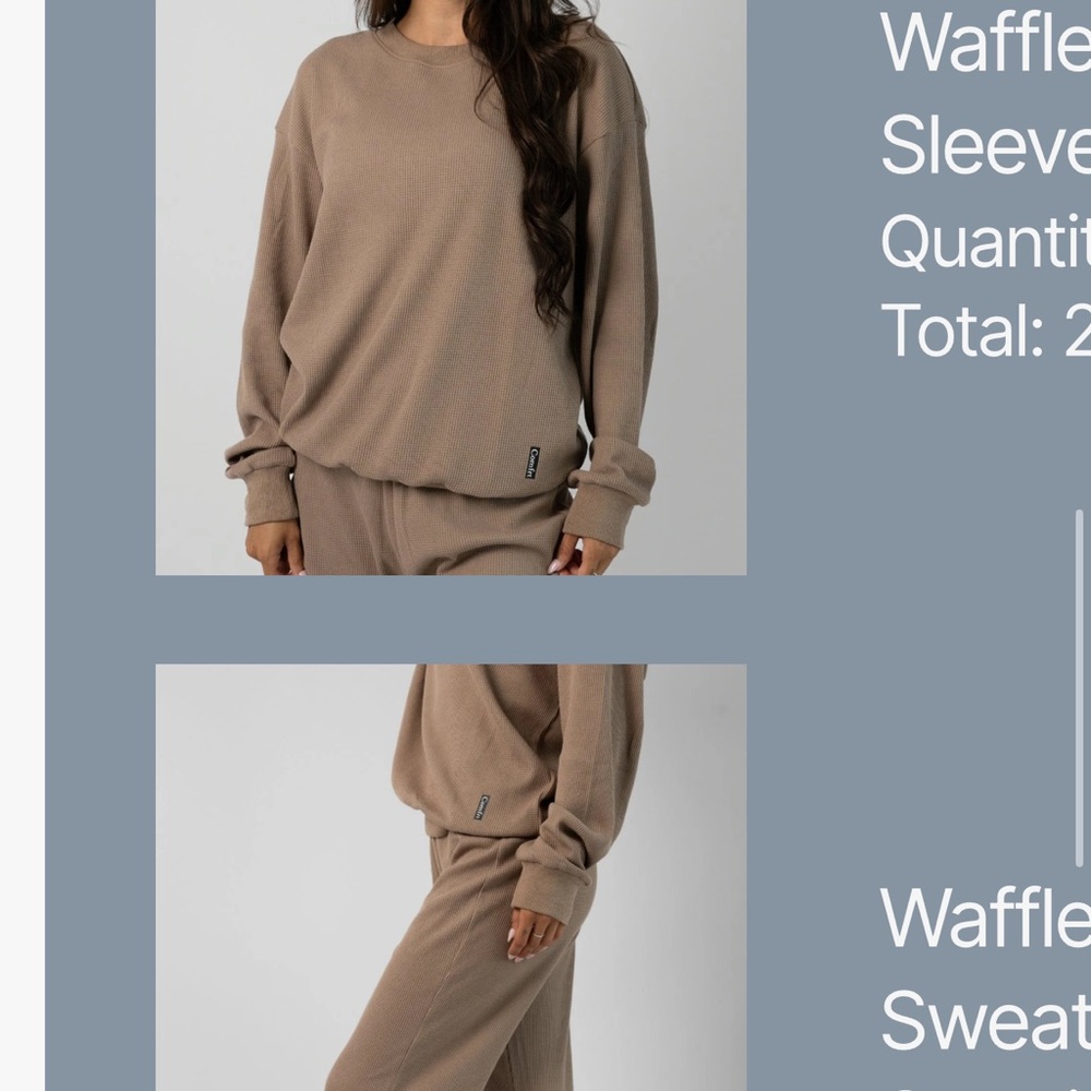 Cozy Waffle Long Sleeve Pajama Set - Taupe